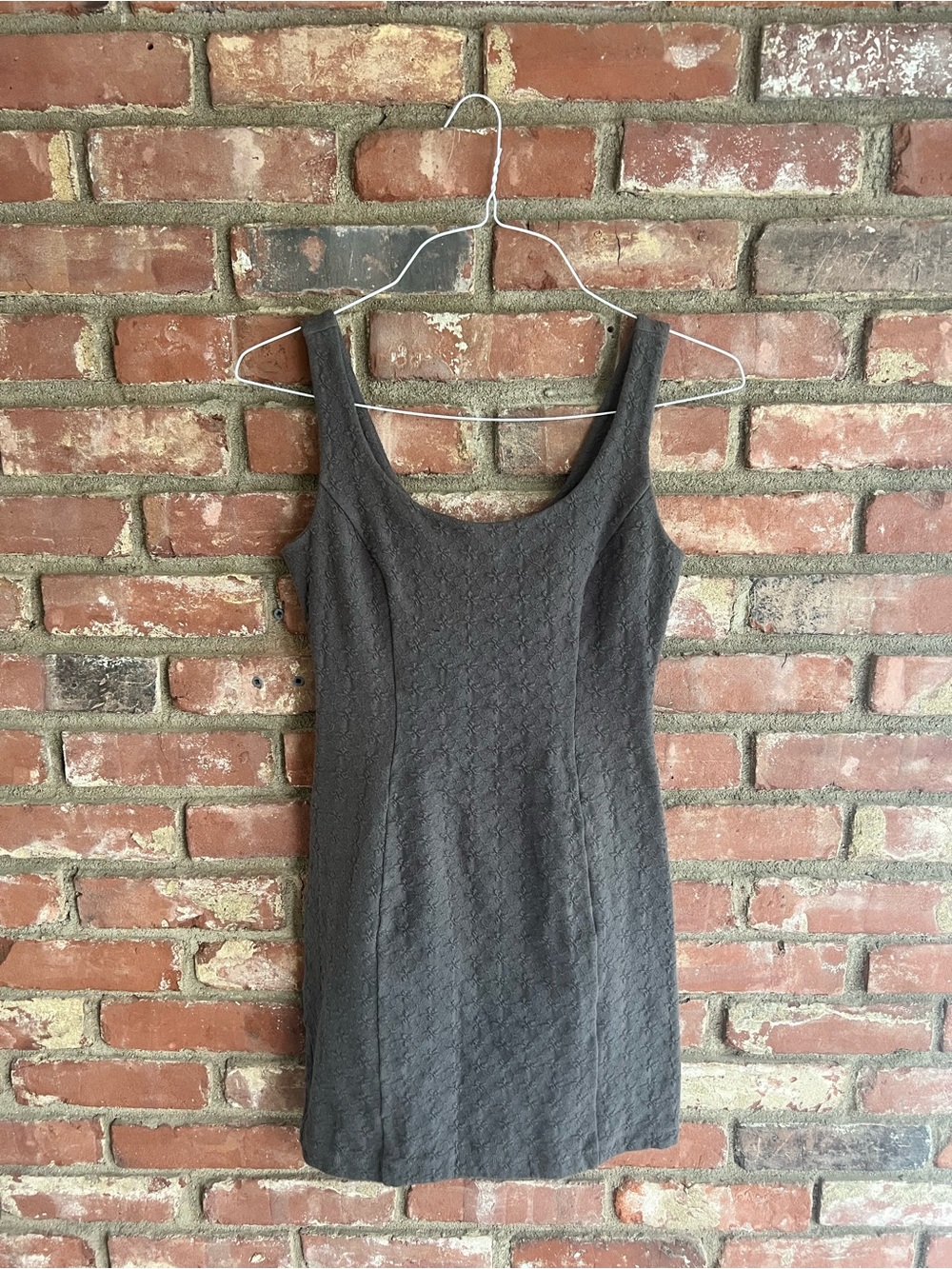 Betsey Johnson Gray Textured Scoop Mini Dress